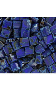 Miyuki tila 5x5mm beads - Picasso opaque cobalt TL-4518